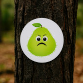 Grumpy Fuzzy Pear Face Funny Fruit Character Runder Aufkleber
