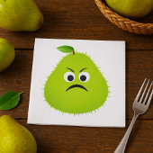 Grumpy Fuzzy Pear Face Funny Fruit Character Serviette
