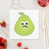 Grumpy Fuzzy Pear Face Funny Fruit Character Serviette (Beispiel)
