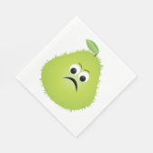Grumpy Fuzzy Pear Face Funny Fruit Character Serviette (Ecke)