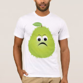 Grumpy Fuzzy Pear Face Funny Fruit Character T-Shirt (Vorderseite)