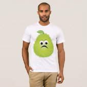 Grumpy Fuzzy Pear Face Funny Fruit Character T-Shirt (Vorne ganz)