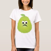 Grumpy Fuzzy Pear Face Funny Fruit Character T-Shirt (Vorderseite)