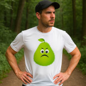 Grumpy Fuzzy Pear Face Funny Fruit Character T-Shirt