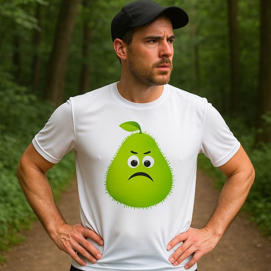 Grumpy Fuzzy Pear Face Funny Fruit Character T-Shirt