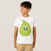 Grumpy Fuzzy Pear Face Funny Fruit Character T-Shirt (Vorne ganz)
