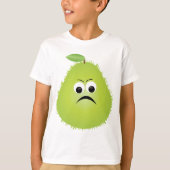 Grumpy Fuzzy Pear Face Funny Fruit Character T-Shirt (Vorderseite)