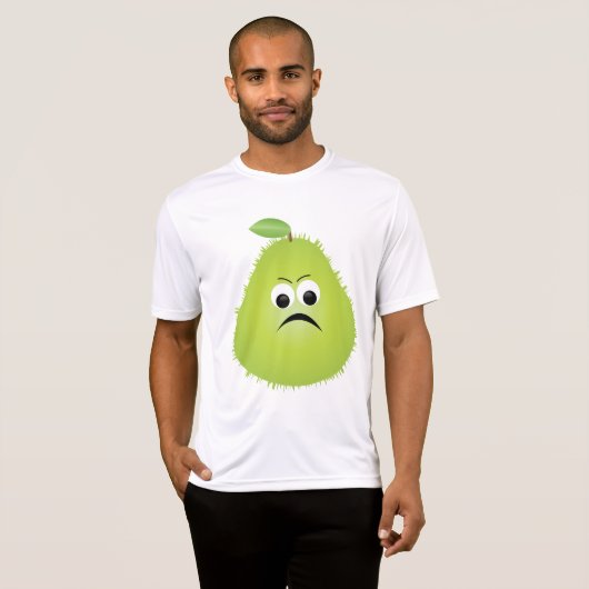 Grumpy Fuzzy Pear Face Funny Fruit Character T-Shirt (Vorne ganz)
