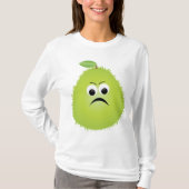 Grumpy Fuzzy Pear Face Funny Fruit Character T-Shirt (Vorderseite)