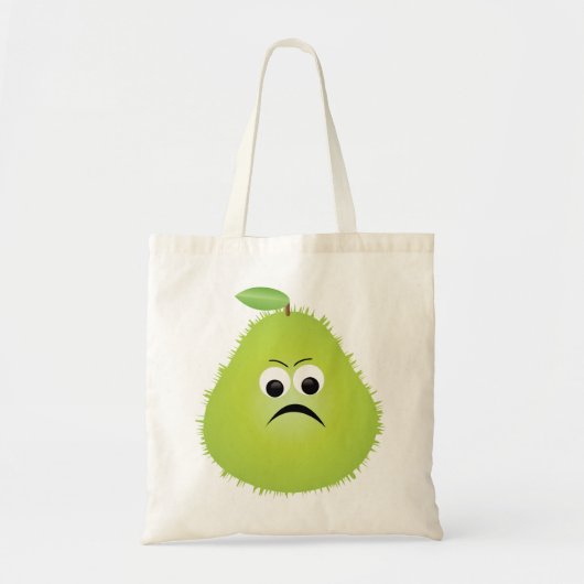 Grumpy Fuzzy Pear Face Funny Fruit Character Tragetasche (Vorne)