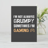 Grumpy Gamer Funny Gaming Zitat Einladung (Stehend Vorderseite)