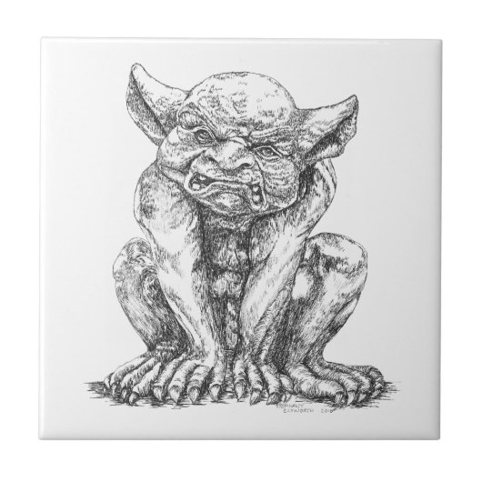 Grumpy Gargoyle Keramik Foto Tile Fliese (Vorderseite)