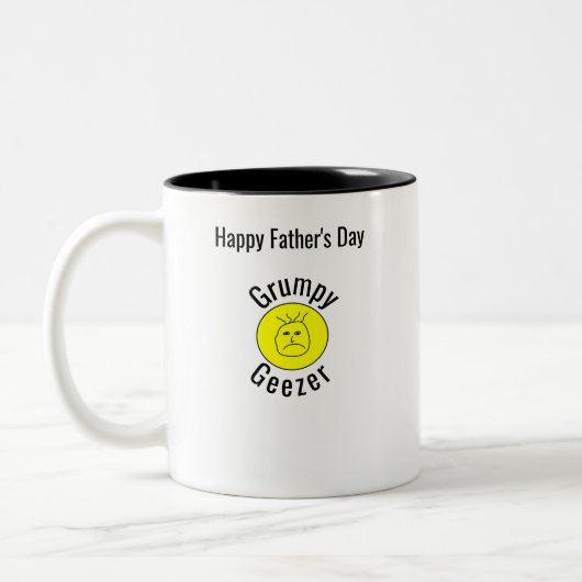 Grumpy Geezer kleines gebogenes Textlogo Zweifarbige Tasse (Links)