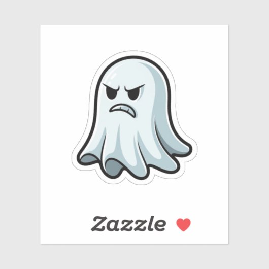 Grumpy Ghost Sticker – Angry Cute Boo (Blatt)