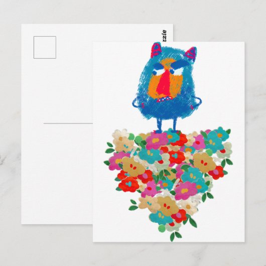 Grumpy Giant on Pastel Blooms Postkarte (Vorne/Hinten)