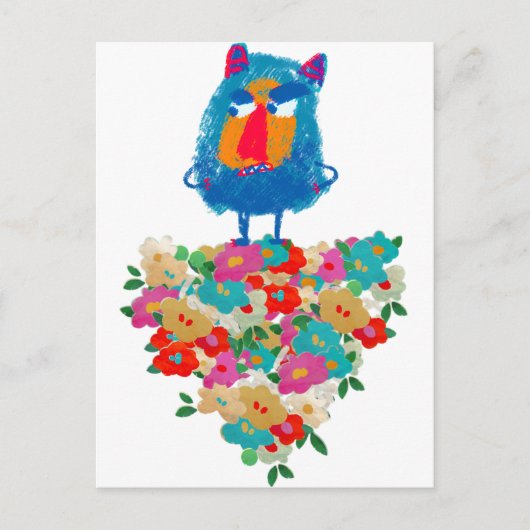 Grumpy Giant on Pastel Blooms Postkarte (Vorderseite)