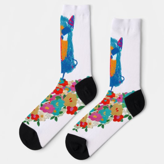 Grumpy Giant on Pastel Blooms Socken (Linkes Detail)