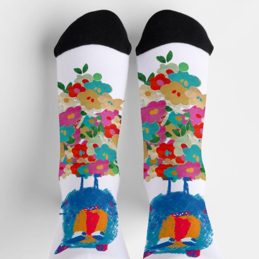 Grumpy Giant on Pastel Blooms Socken (Oben)