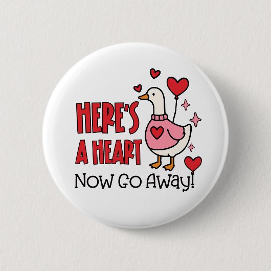 Grumpy Goose Anti-Valentins-Herz Button (Vorderseite)