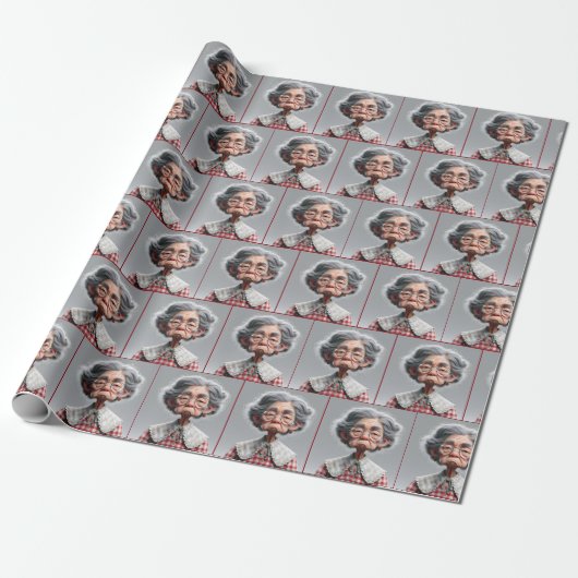 Grumpy Granny mit Gingham Dress Geschenkpapier (Ungerollt)