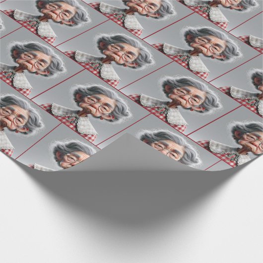 Grumpy Granny mit Gingham Dress Geschenkpapier (Ecke)