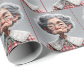 Grumpy Granny mit Gingham Dress Geschenkpapier (Rolleneckpunkt)