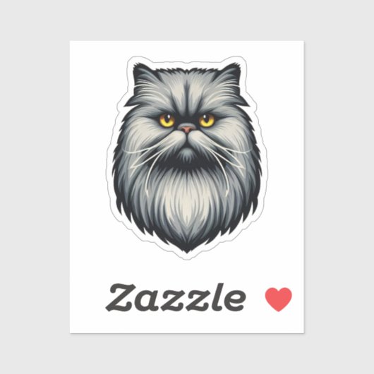 Grumpy Gray Persian Cat Face - Bold Detection Art Aufkleber (Blatt)