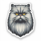 Grumpy Gray Persian Cat Face - Bold Detection Art Aufkleber (Vorderseite)