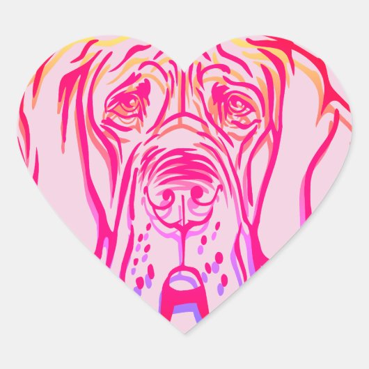 Grumpy Great Dane psychedelischer Herzaufkleber Herz-Aufkleber (Vorderseite)