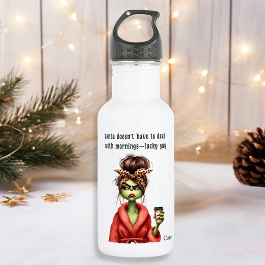 Grumpy Green Furry Lieben Kaffee Edelstahlflasche