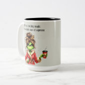 Grumpy Green Furry Lieben Kaffee Zweifarbige Tasse (Vorderseite Links)