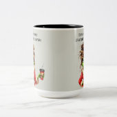 Grumpy Green Furry Lieben Kaffee Zweifarbige Tasse (Mittel)
