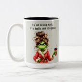 Grumpy Green Furry Lieben Kaffee Zweifarbige Tasse (Links)