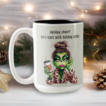 Grumpy Green Furry Lieben Kaffee
