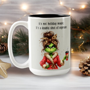 Grumpy Green Furry Lieben Kaffee Zweifarbige Tasse