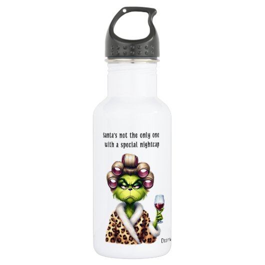 Grumpy Green Furry Lieben Wein Edelstahlflasche (Vorderseite)
