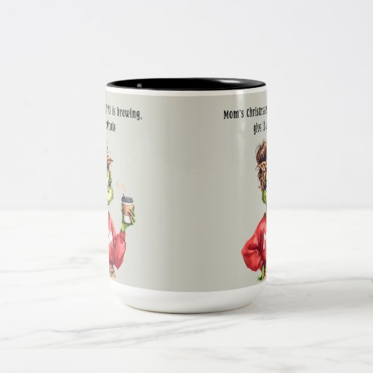 Grumpy Green Furry Mama Lieben Kaffee Zweifarbige Tasse (Mittel)