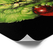 Grumpy Green Santa Cat Retro Katzenjause Poster (Ecke)