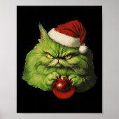 Grumpy Green Santa Cat Retro Katzenjause Poster (Vorne)