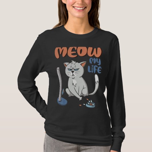 Grumpy Grey Cat Funny No BS Given Cat People T-Shirt (Vorderseite)