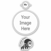 Grumpy Hermit Crab Silhouette Monogram Aufkleber (Vorderseite)