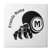 Grumpy Hermit Crab Silhouette Monogram Fliese (Vorderseite)