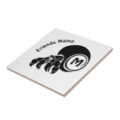 Grumpy Hermit Crab Silhouette Monogram Fliese (Seite)