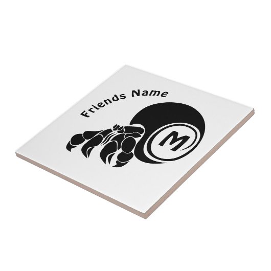 Grumpy Hermit Crab Silhouette Monogram Fliese (Seite)