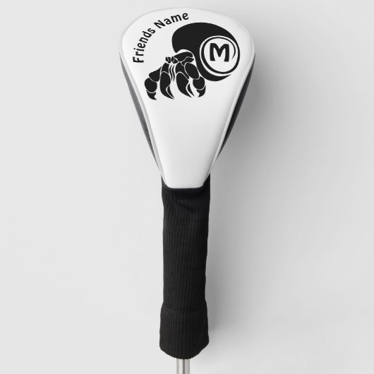 Grumpy Hermit Crab Silhouette Monogram Golf Headcover (Vorderseite)