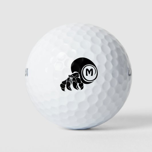 Grumpy Hermit Crab Silhouette Monogram Golfball (Vorderseite)