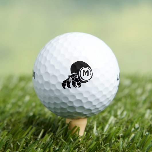 Grumpy Hermit Crab Silhouette Monogram Golfball (Insitu T-Shirt)