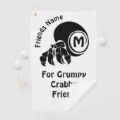 Grumpy Hermit Crab Silhouette Monogram Golfhandtuch (Insitu)