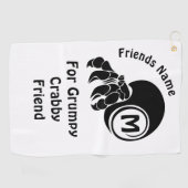 Grumpy Hermit Crab Silhouette Monogram Golfhandtuch (Horizontal)