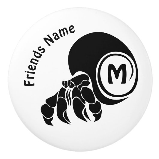 Grumpy Hermit Crab Silhouette Monogram Keramikknauf (Vorderseite)